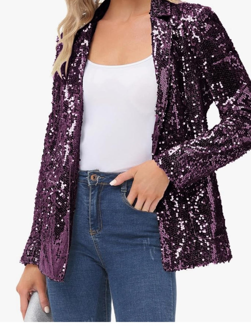 NEW Kancy Kole Dark Purple Sequin Blazer